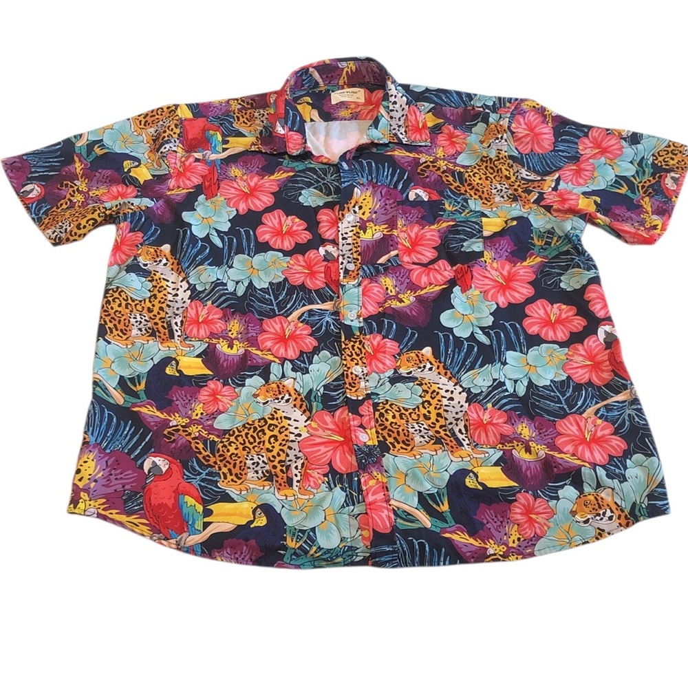 Tunevuse Tropical Print Button Down Mens Size XL